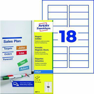 Avery Zweckform Magnetschild J8871-5 78x28mm ws 90 St./Pack.