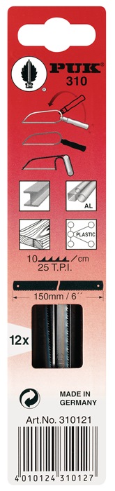 Metallsägeblatt 310 L.150mm ZpZ 25 1-s.12 St./Karte PUK