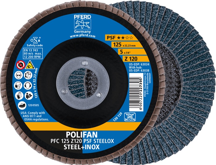 Fächerscheibe POLIFAN Z PSF STEELOX D.125mm K.120 kon.STA/INOX ZK Z PFERD