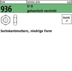 Sechskantmutter DIN 936 M12 17 H galv.verz. 100 Stück
