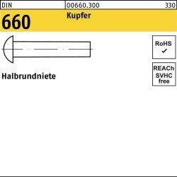 Halbrundniete DIN 660 6x 10 Kupfer 500 Stück