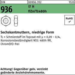 Sechskantmutter DIN 936 M12 17 H flZnnc 480h-L 500 Stück