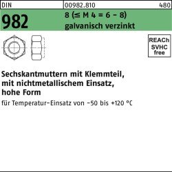 Sechskantmutter DIN 982 Klemmteil M6 8 (= M4 = 6-8) galv.verz. 100St.