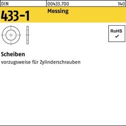 Scheibe DIN 433-1 4,3x 8x0,5 Messing 500 Stück