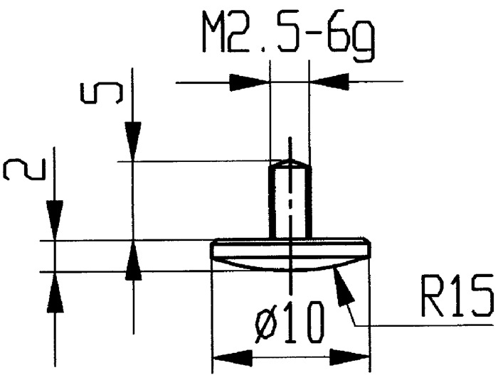 Messeins.D.10mm gewölbt R.15 M2,5 STA z.Messuhren KÄFER