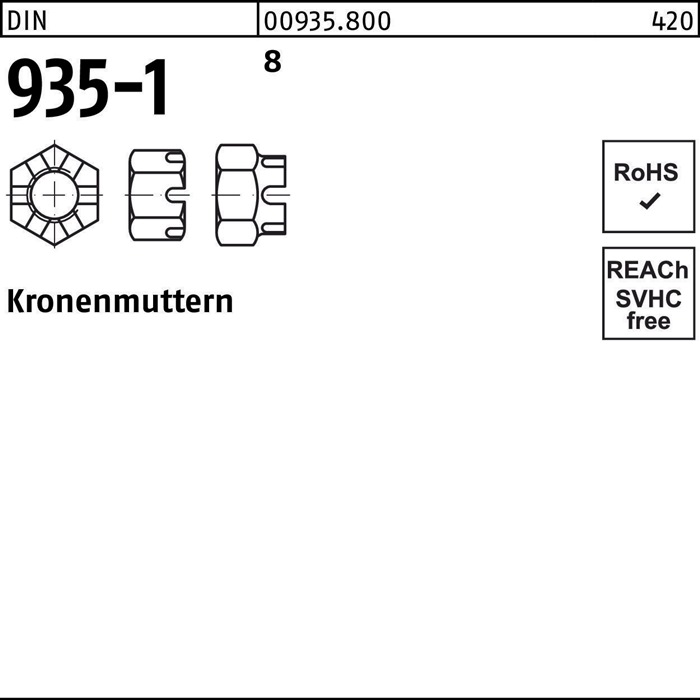 Kronenmutter DIN 935-1 M 39 8 10 Stück