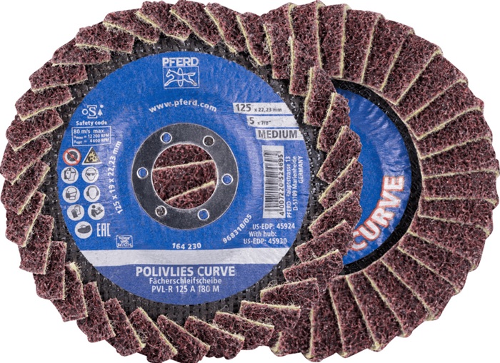 Fächerscheibe POLIVLIES-CURVE PVL-R D.125mm K.180 Korund A PFERD TOOLS