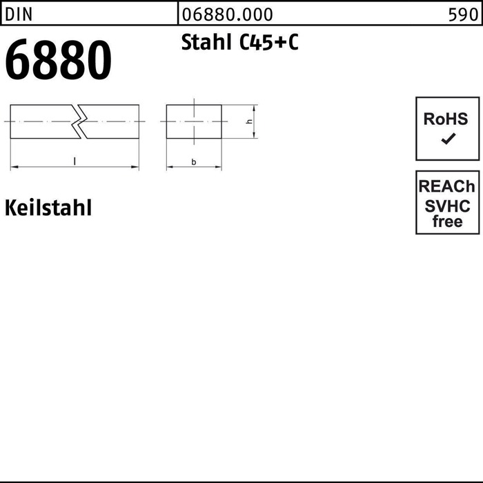 Keilstahl DIN 6880 18x 11x 1000 Stahl C45+C 1 Stück