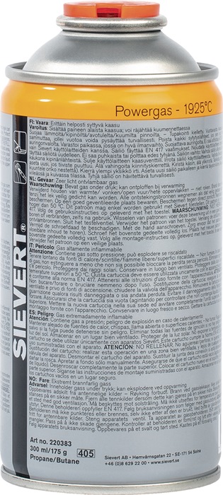 Schraubkartusche Powergas 2203 175g 300 ml 1925GradC SIEVERT