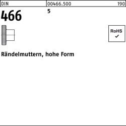 Rändelmutter DIN 466 hohe FormM6 5 50 Stück