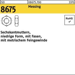 Sechskantmutter ISO 8675 Fasen M10x 1 Messing 100 Stück