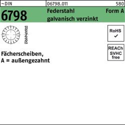 Fächerscheibe DIN 6798 FormA außengezahnt A 3,2 Federstahl galv.verz. 500St.