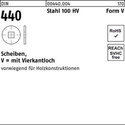Scheibe DIN 440 V 6,6x 22x 2 Stahl 100 HV 100 Stück
