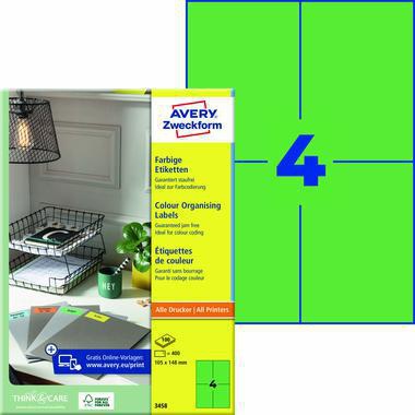 Avery Zweckform Universaletikett 3458 105x148mm grün 400 St./Pack.