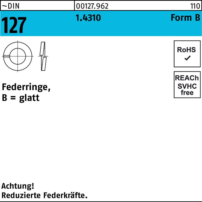 Federring DIN 127 B 2 1.4310 1000 Stück