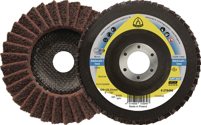 Fächerscheibe SMT 800 D.125mm K.medium 12Grad gewölbt INOX NK KLINGSPOR