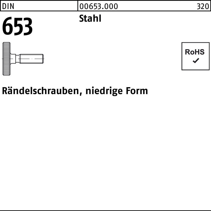 Rändelschraube DIN 653 niedrige FormM10x 30 Stahl 10 Stück