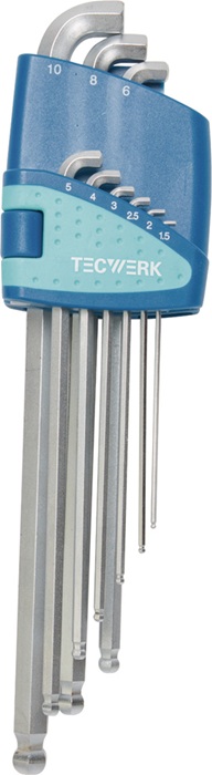 Winkelschraubendrehersatz 9-tlg.Ku.-Halter SW 1,5-10mm kurzer Schenkel TECWERK