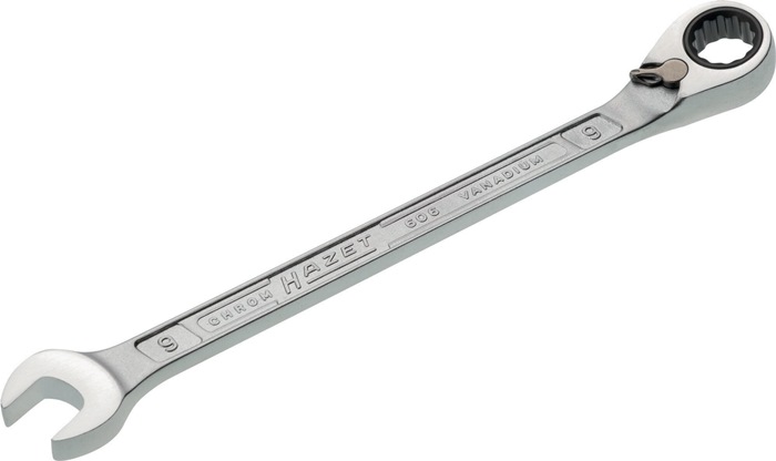 Maulringratschenschlüssel 606 SW 9mm L.143mm umschaltbar,Rings.15Grad HAZET