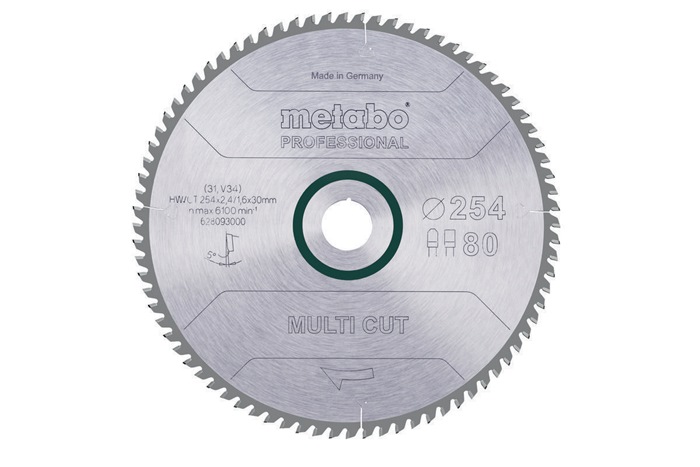 Kreissägeblatt multi cut professional HW/CT D254xB2,4x30mm 80Z. Flach-Trapezzahn