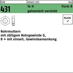 Rohrmutter DIN 431 BG 1/8 SW19 14 H galv.verz. 50 Stück