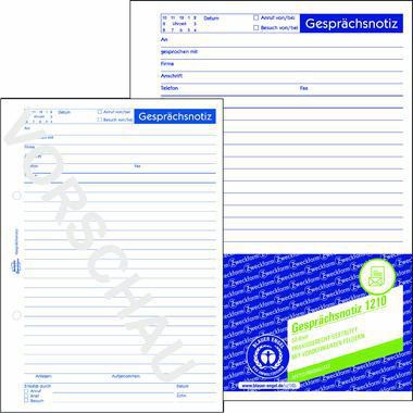 Avery Zweckform Gesprächsnotiz 1210 DIN A5 Recyling Block 50Blatt weiß