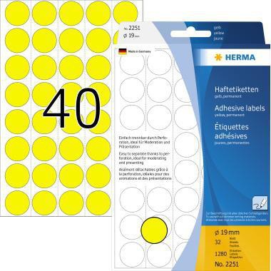 HERMA Markierungspunkt 2251 19mm Papier gelb 1.280 St./Pack.