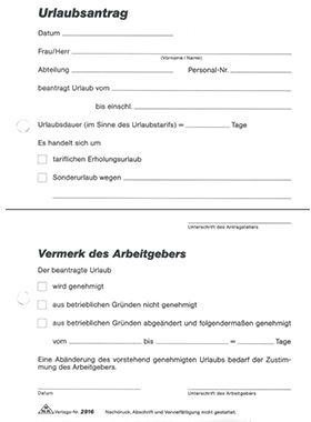 RNK Urlaubsantrag 2916 DIN A5 sd Block 2x40Blatt