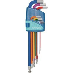 Winkelschraubendrehersatz 9-tlg.Ku.-Halter SW 1,5-10mm lang farbcod.,Kugelk.TW