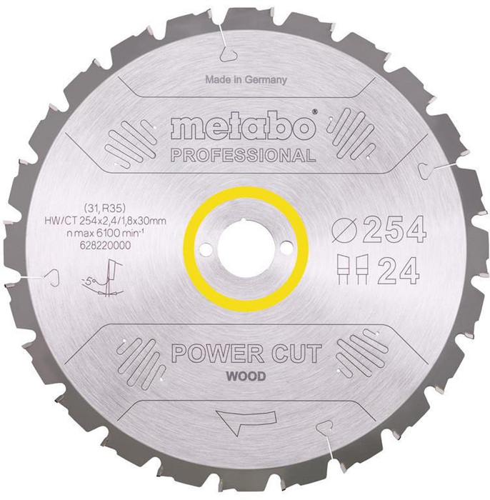 Kreissägeblatt power cut wood professional D254xB2,4xBohrung30mm 24Z. WZ 5Gr.neg