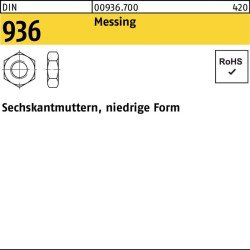 Sechskantmutter DIN 936 M12 Messing 100 Stück