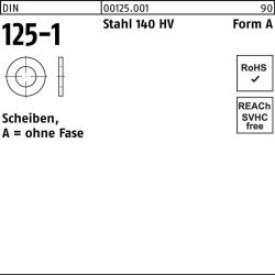 Unterlegscheibe DIN 125-1 A 21x37x3 Stahl 140 HV 200 Stück