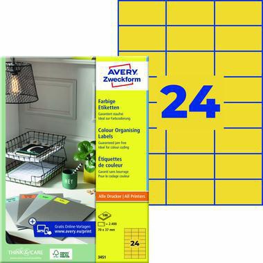Avery Zweckform Universaletikett 3451 70x37mm gelb 2.400 St./Pack.