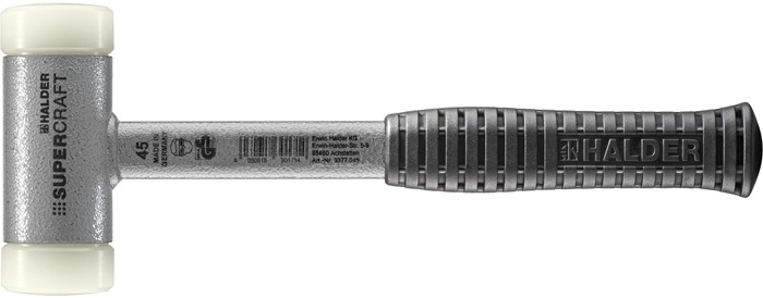 Schonhammer SUPERCRAFT L.305mm Kopf-D.45mm rückschlagfrei hart Nyl. weiß HALDER
