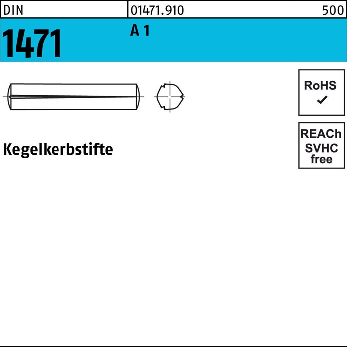 Kegelkerbstift DIN 1471 5x 25 A 1 100 Stück
