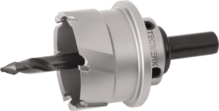 Lochsäge D.55mm Schnitt-T.20mm HM-bestückt m.Bohrer u.Feder TECWERK