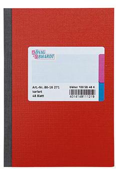 König & Ebhardt Kladde 8616271 DIN A6 kariert 48Blatt rot