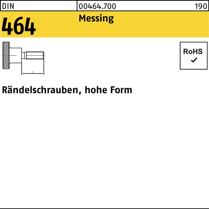 Rändelschraube DIN 464 hohe FormM6x 8 Messing 25 Stück