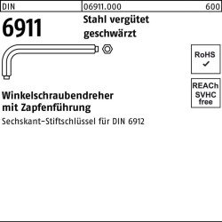 Winkelschraubendreher DIN 6911 6-kt Zapfen SW 5 M6 Stahl vergütet geschw. 50St.