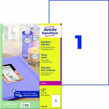 Avery Zweckform Etikett A4 Cl Hochglanz 40 St./Pack.