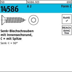Senkblechschraube ISO 14586 ISR/Spitze 3,9x 50 -C T15 A 2 500Stück