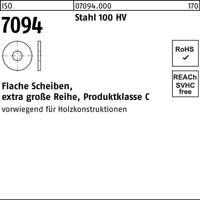 Unterlegscheibe ISO 7094 5 Stahl 100 HV 100 Stück