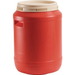 Batteriefass 60l HD-PE reinorange (Deckel hellelfenbein) m.Griffmulden WEMAS