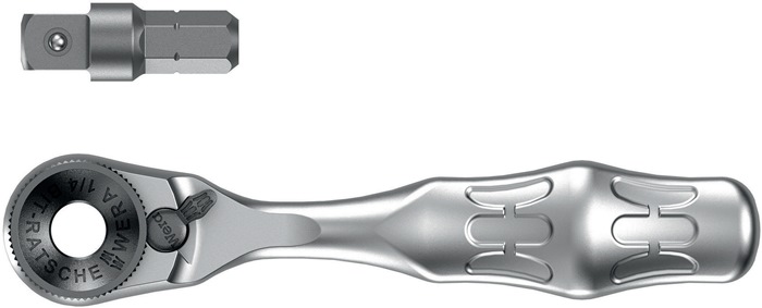 Bit-/Hebelumschaltknarre 8001 A Zyklop 1/4 Zoll direkte Bitaufn.L.87mm 60 Z.WERA
