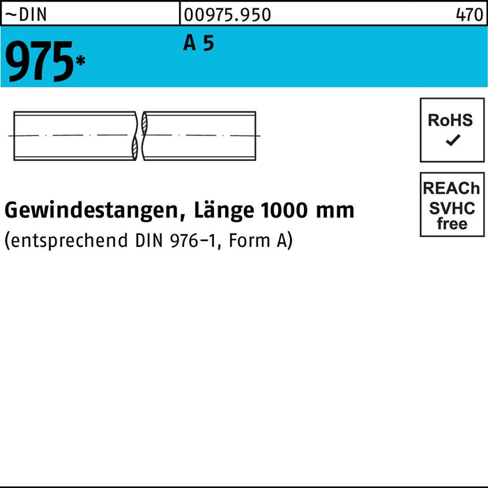 Gewindestange DIN 975 M24x 1000mm A 5 1 Stück