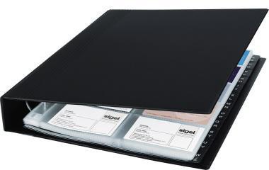 SIGEL Visitenkartenringbuch VZ301 max. 400Karten 20Hüllen schwarz