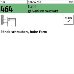 Rändelschraube DIN 464 hohe FormM6x 25 Stahl galv.verz. 25 Stück