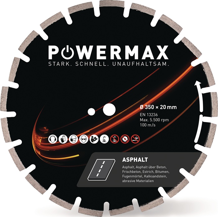 Diamanttrennscheibe PowerMax Asphalt D.400mm Bohr.25.4mm Seg.-B.3,4mm