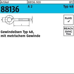 Gewindeöse R 88136 Typ 48 M8x 30 D 12 A 2 50 Stück