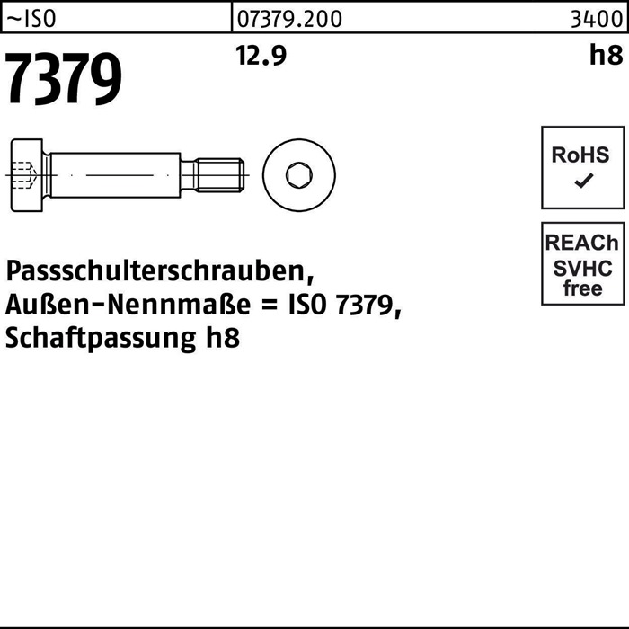 Paßschulterschraube ISO 7379 20 - M16x 40 12.9 Schaftpassung h8 10 Stück
